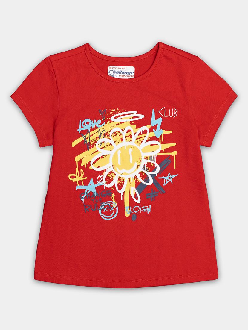 red cotton jersey printed tee - 20810528 - Zoom Image - 0