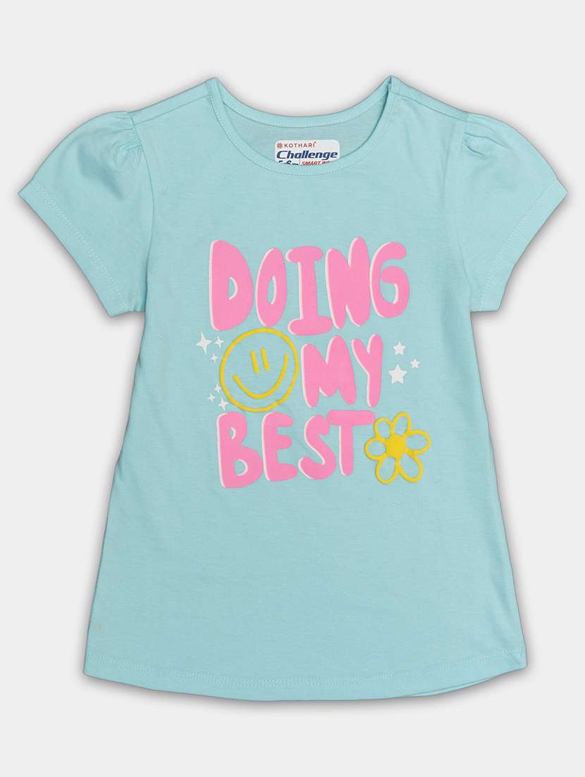 blue cotton jersey printed tee