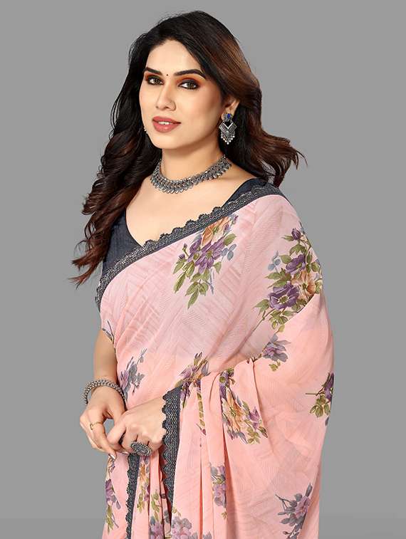women floral printed saree with blouse - 20810948 -  Standard Image - 3