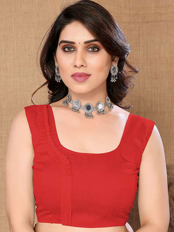 women solid with bordered saree with blouse - 20810956 -  Standard Image - 3