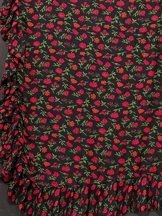 women floral printed ruffle saree with blouse - 20810957 -  Standard Image - 3