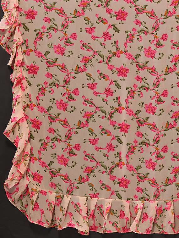women floral printed ruffle saree with blouse - 20810960 -  Standard Image - 3