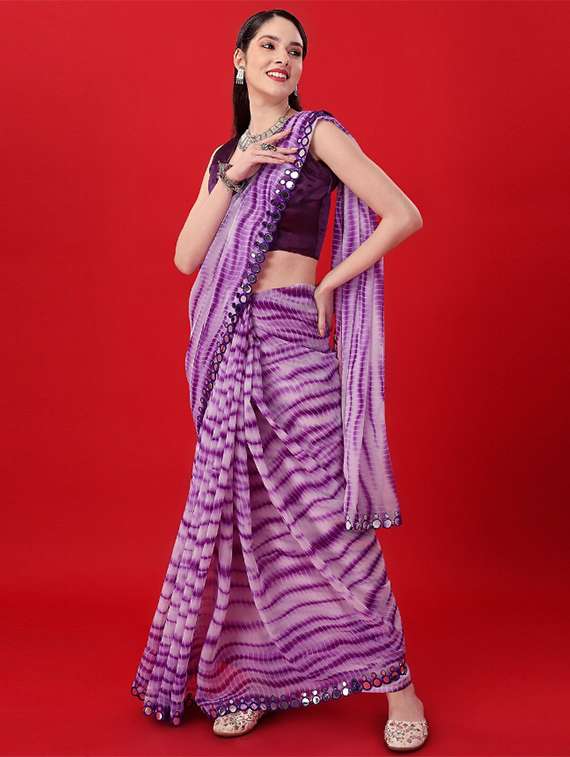 women shibori printed saree with blouse