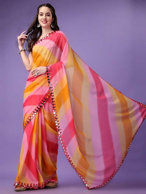 women leheriya printed saree with blouse - 20810975 -  Standard Image - 0
