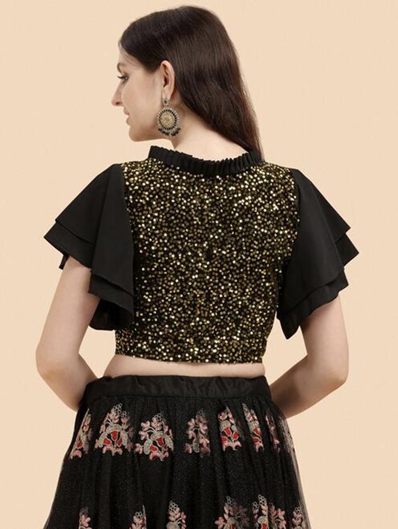 black gold seqins detailed crop top - 20811084 - Standard Image - 3