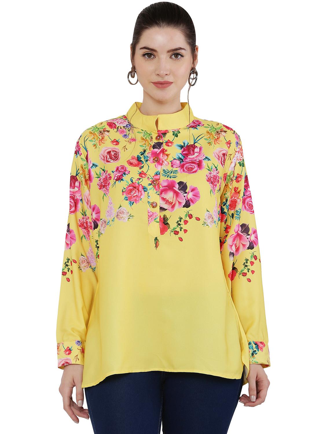 yellow floral printed regular top - 20811197 -  Zoom Image - 0