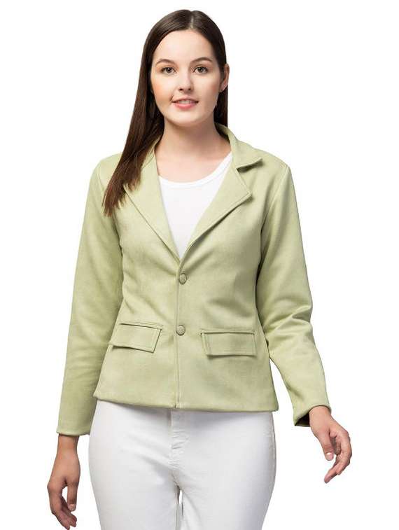 women green solid regular coat - 20811659 - Zoom Image - 0