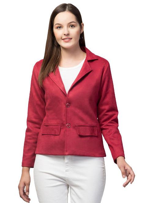 women maroon solid regular coat - 20811660 - Standard Image - 0
