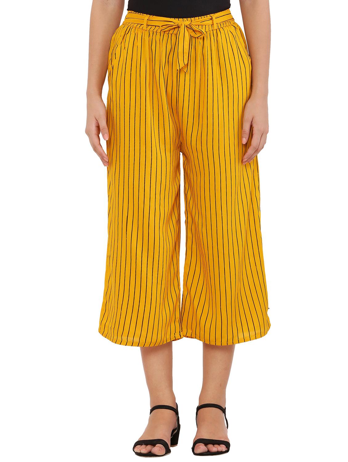 women mid-rise yellow stripes capri - 20811663 - Zoom Image - 0