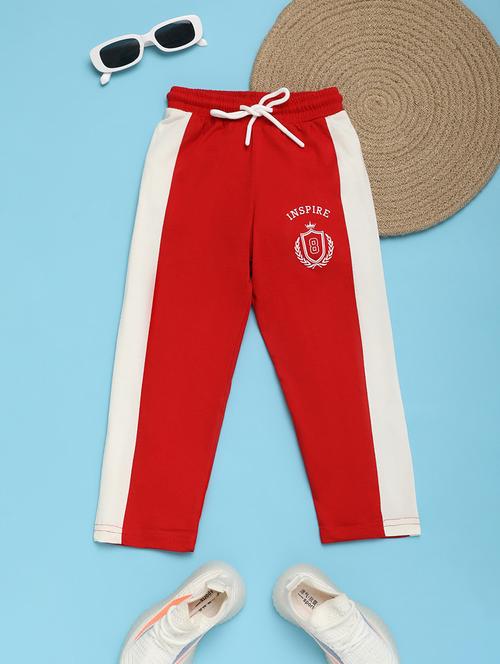 kids red color block track pants - 20811774 -  Standard Image - 0