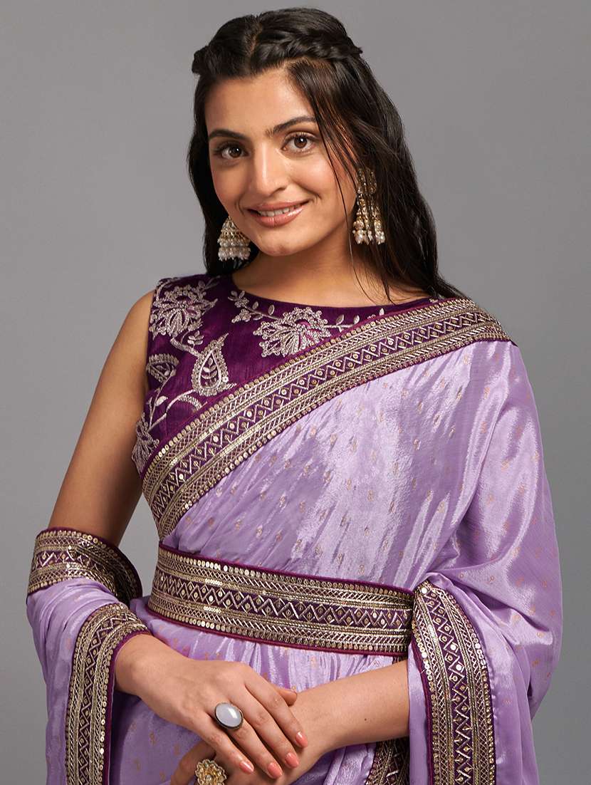 women sequined bordered saree - 20811818 - Standard Image - 3