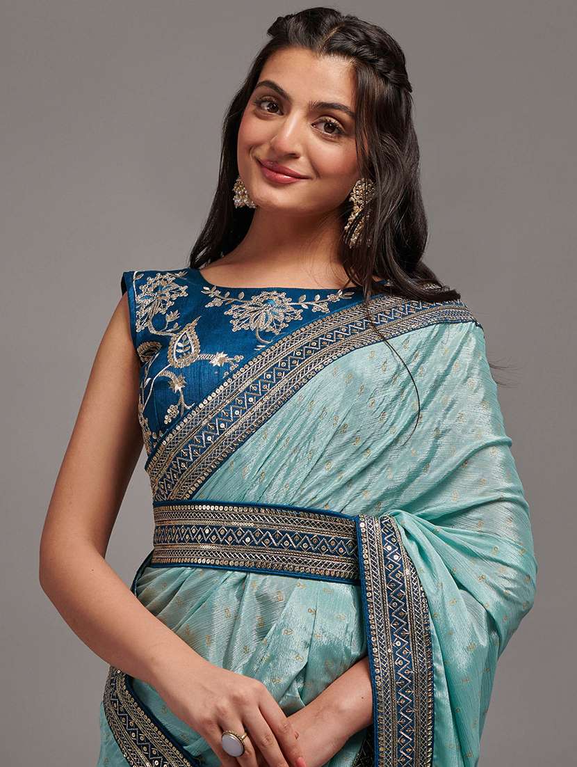 women sequined bordered saree - 20811821 - Standard Image - 3