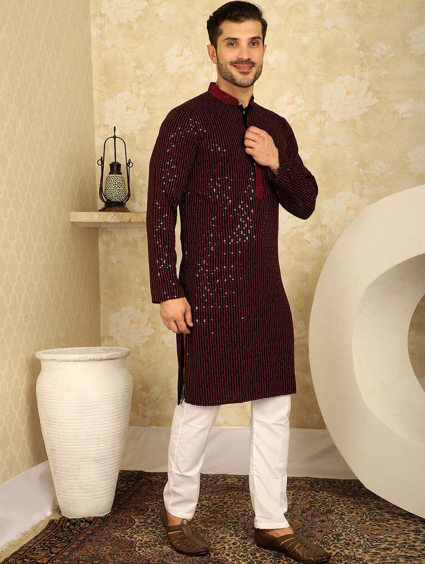 men embroidered long sleeve kurta - 20811852 -  Standard Image - 3