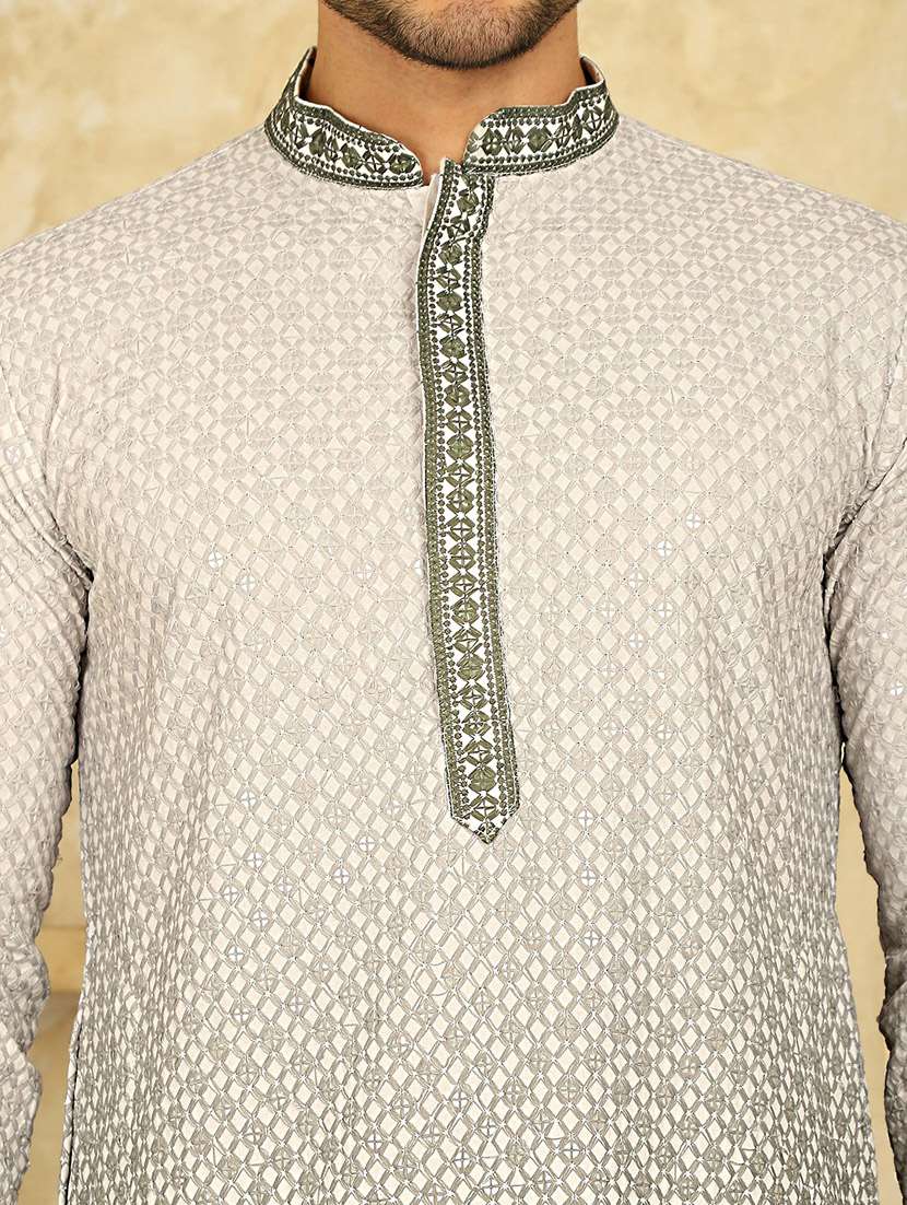 men ombre mandarin neck long kurta - 20811859 -  Standard Image - 5