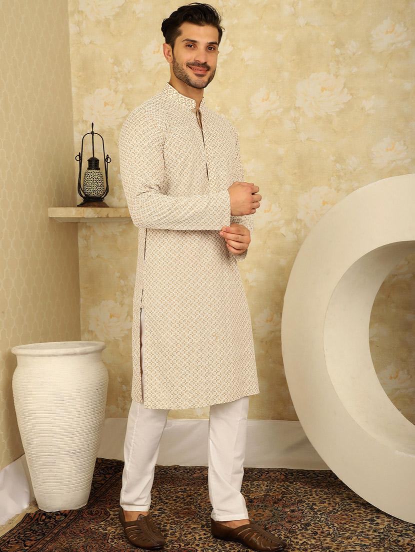 beige viscose kurta - 20811860 - Standard Image - 3