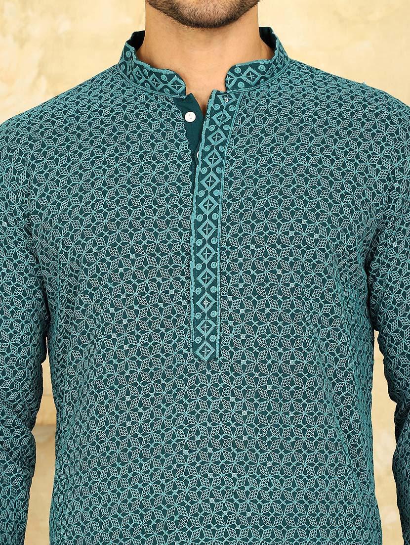 teal viscose long kurta - 20811861 - Standard Image - 5