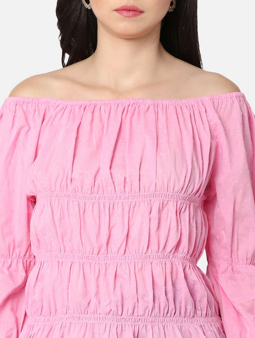 women pink solid peplum top - 20812207 -  Standard Image - 5