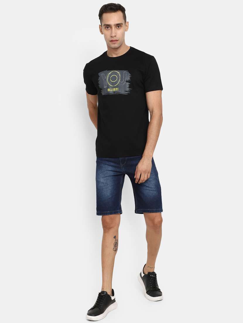 men mid-rise navy-blue denim short - 20813241 -  Standard Image - 3