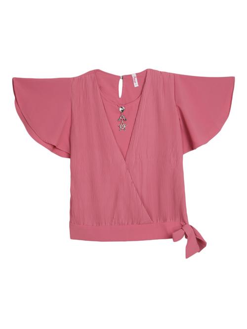 kids solid pink detailed top - 20814253 - Standard Image - 0