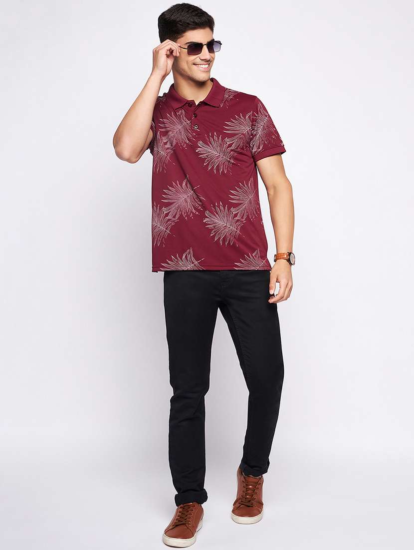 maroon polyester all over print tshirt - 20814378 - Standard Image - 3