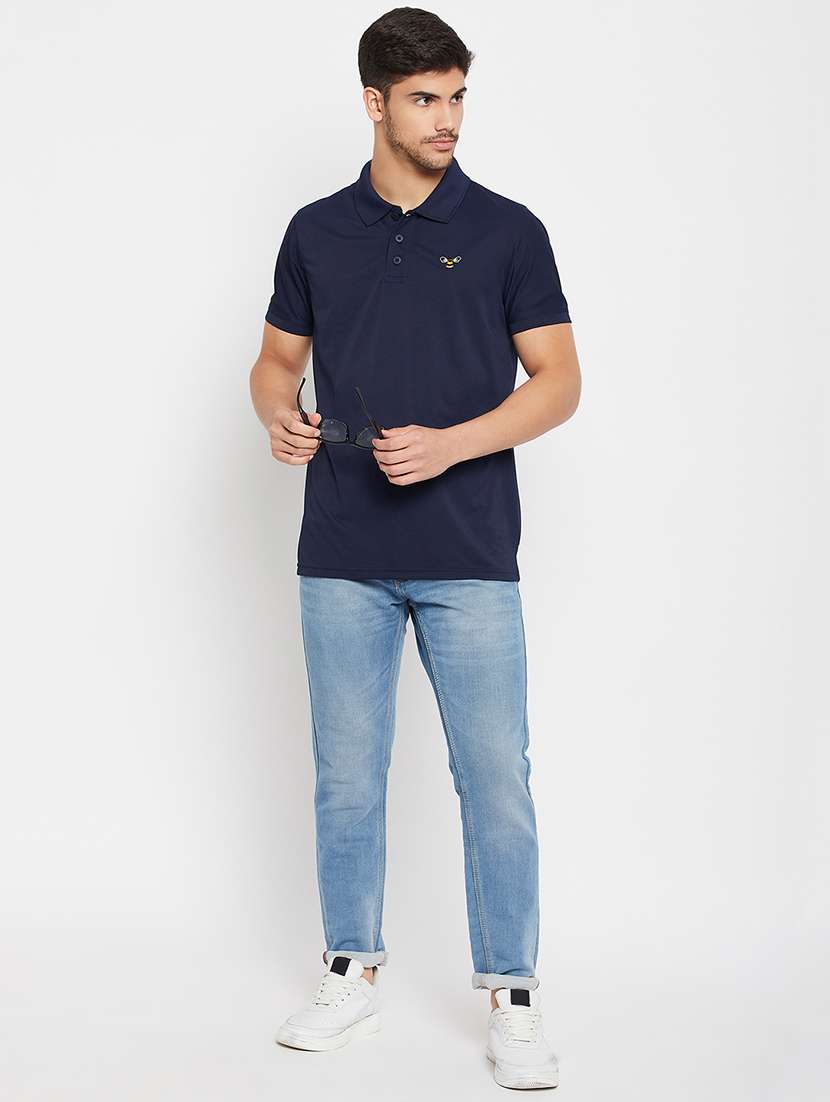 navy blue polyester plain tshirt - 20814412 - Standard Image - 3