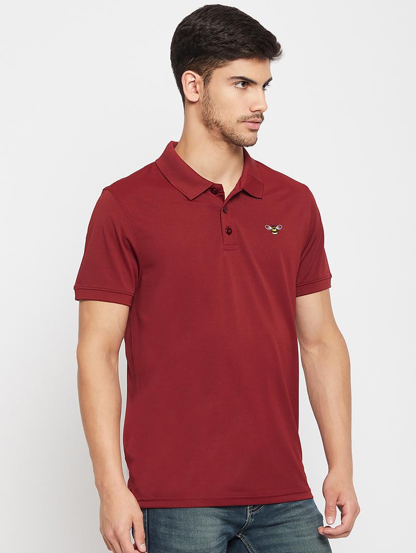 maroon polyester plain tshirt - 20814414 - Zoom Image - 0