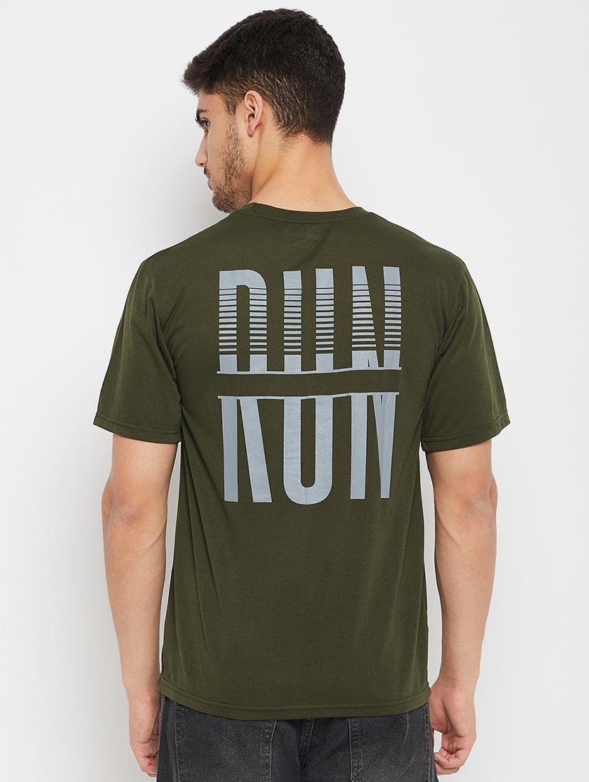 olive polyester back print tshirt - 20814437 - Zoom Image - 0