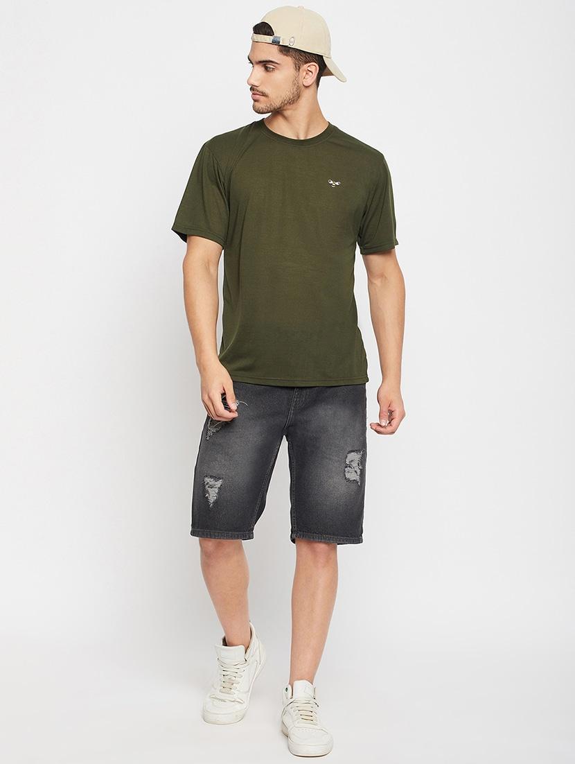 olive polyester back print tshirt - 20814437 - Standard Image - 3