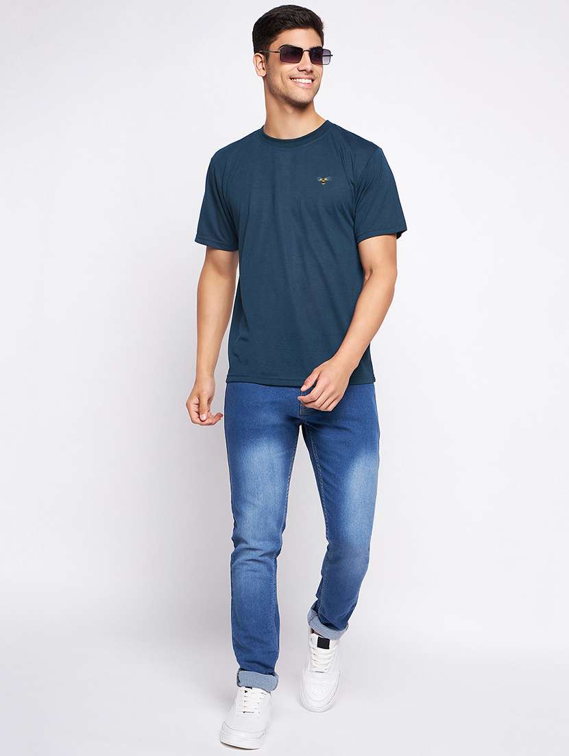 navy blue polyester plain tshirt - 20814446 - Standard Image - 3