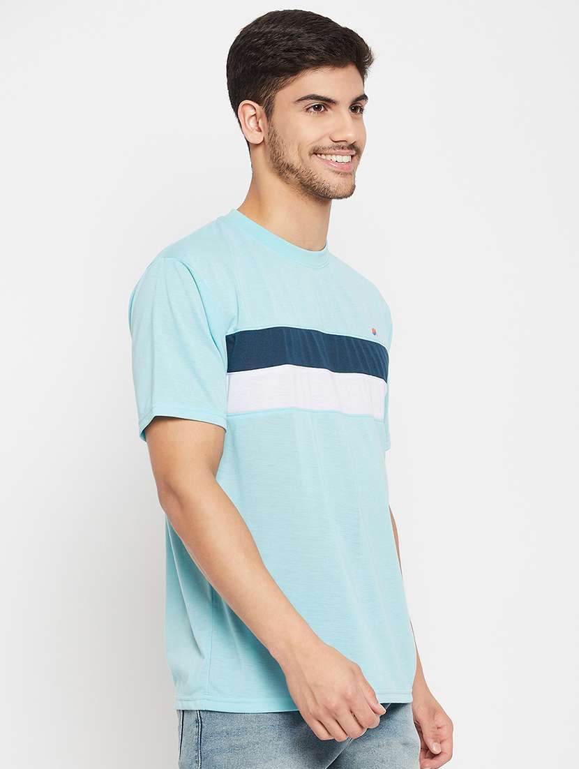 ai aqua polyester color block tshirt