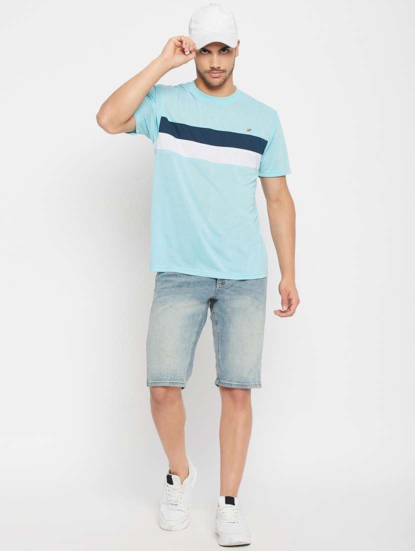 ai aqua polyester color block tshirt - 20814477 -  Standard Image - 3