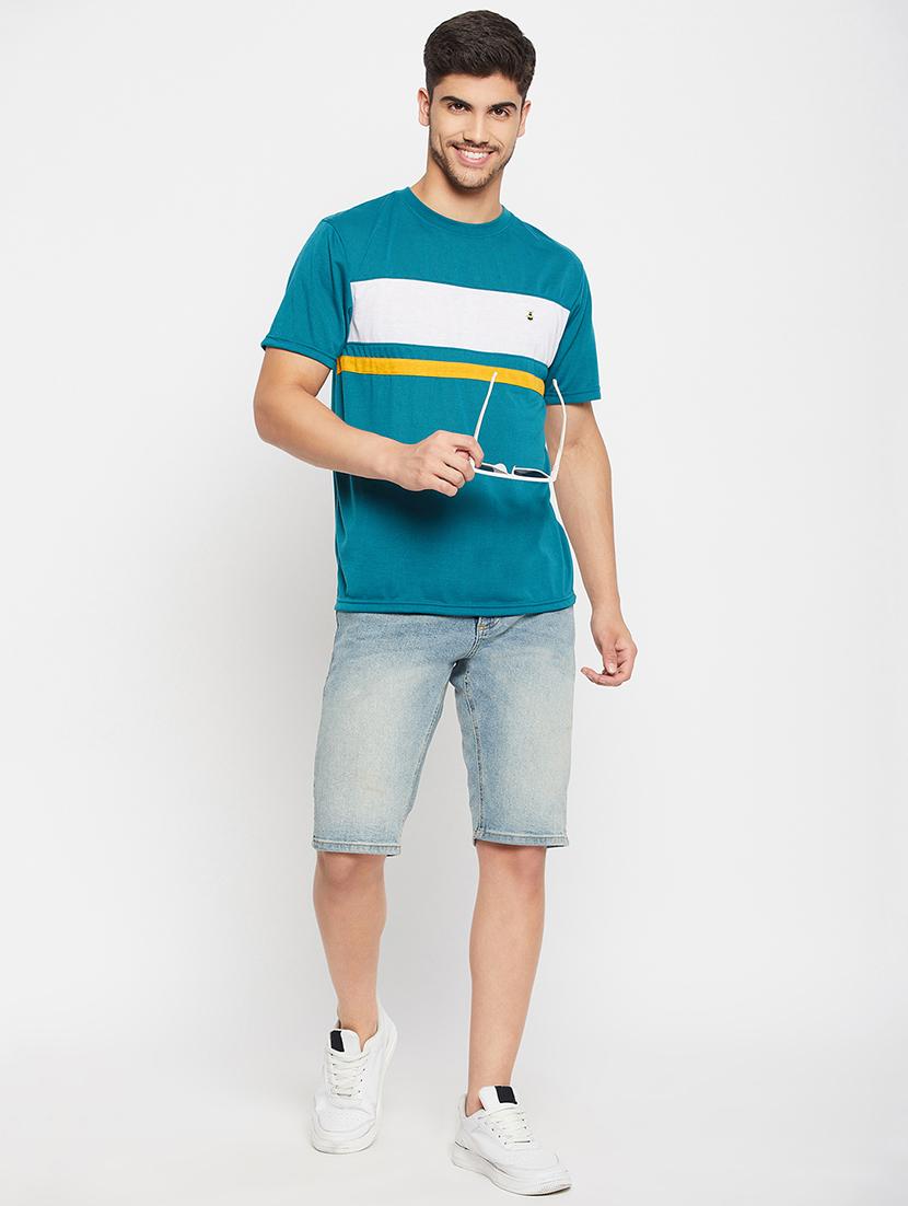 teal polyester color block tshirt - 20814481 - Standard Image - 3