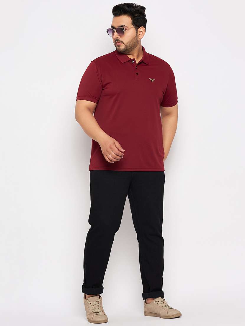maroon polyester plain tshirt - 20814491 -  Standard Image - 3