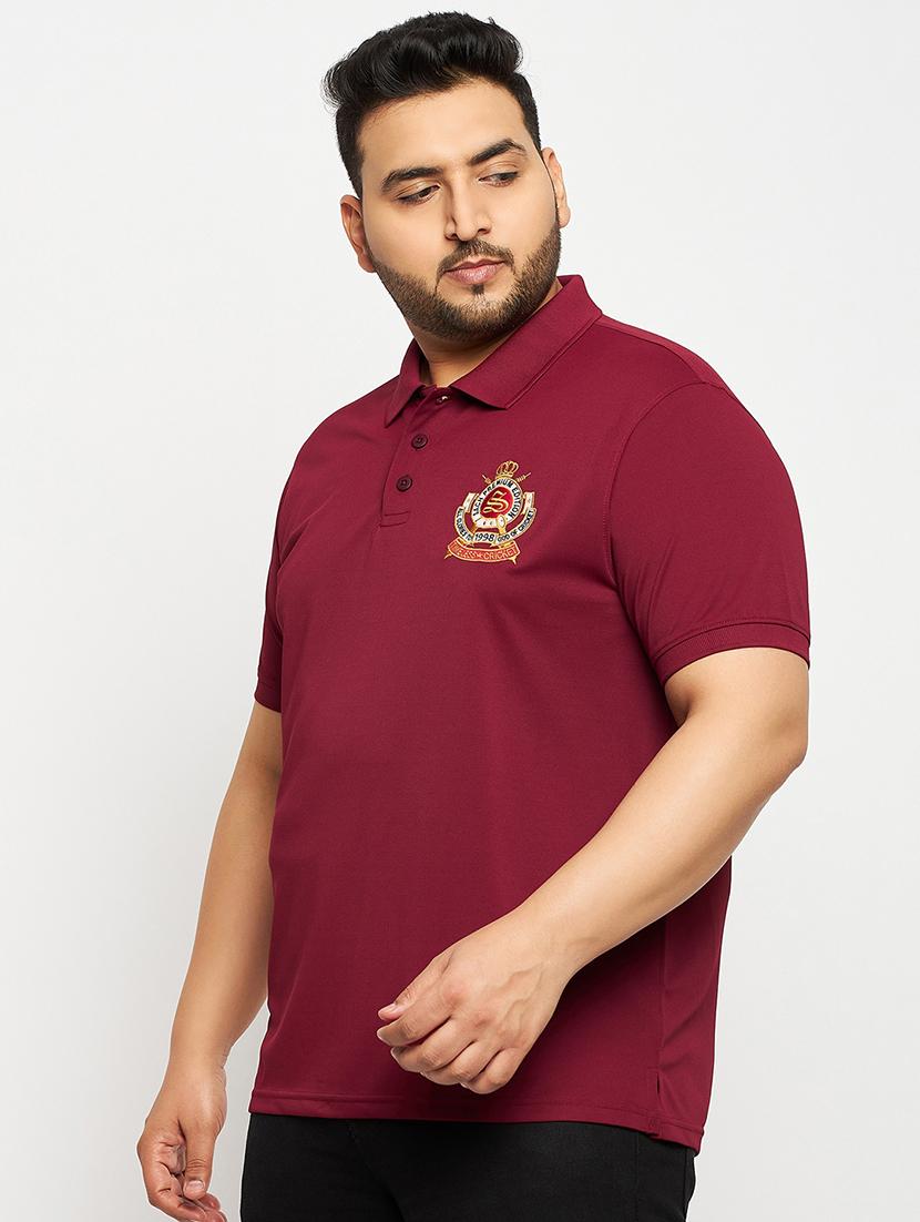 maroon polyester plain tshirt - 20814499 -  Zoom Image - 0
