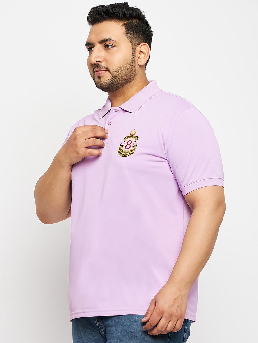 men solid plus size polo neck t-shirt