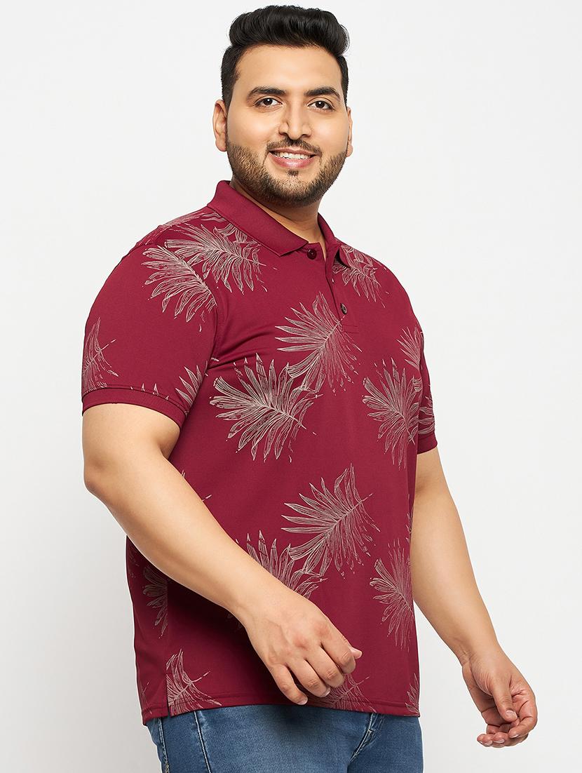 maroon polyester all over print tshirt - 20814512 -  Zoom Image - 0