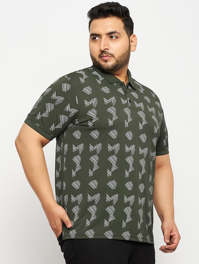 olive polyester all over print tshirt - 20814515 - Zoom Image - 0