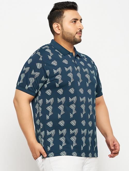 navy blue polyester all over print tshirt - 20814517 - Standard Image - 0