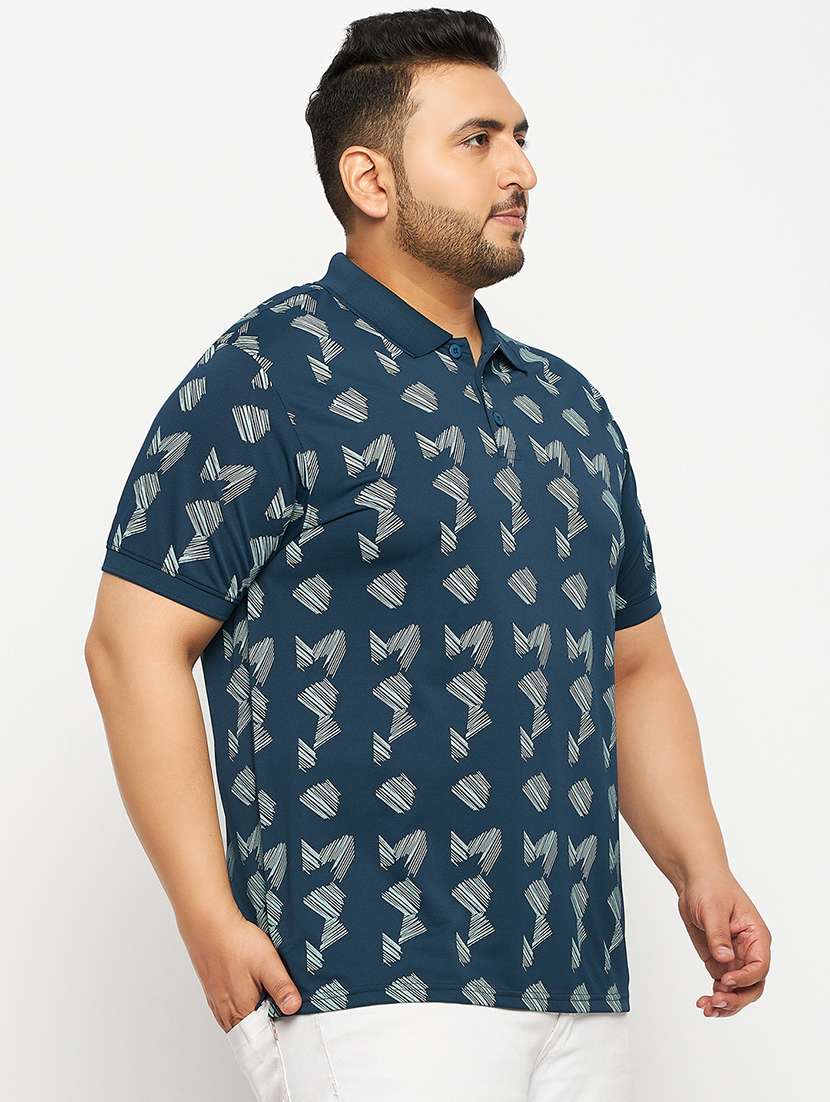 navy blue polyester all over print tshirt - 20814517 - Zoom Image - 0
