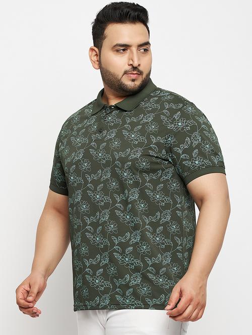 olive polyester all over print tshirt - 20814519 -  Standard Image - 0