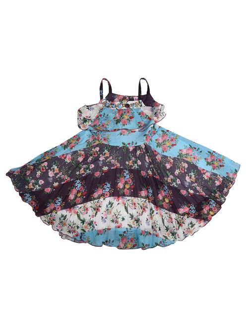girls blue floral printed frock - 20815318 -  Standard Image - 0