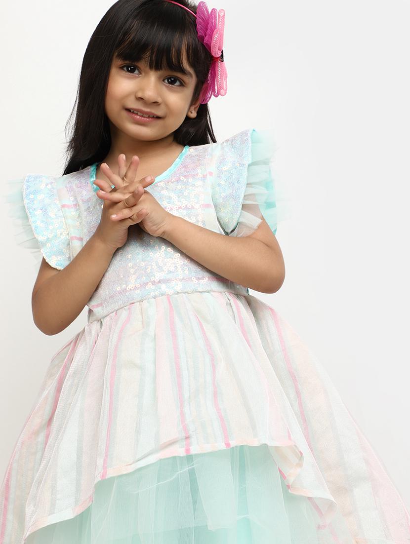 girls sea green sequined frock - 20815478 - Standard Image - 3