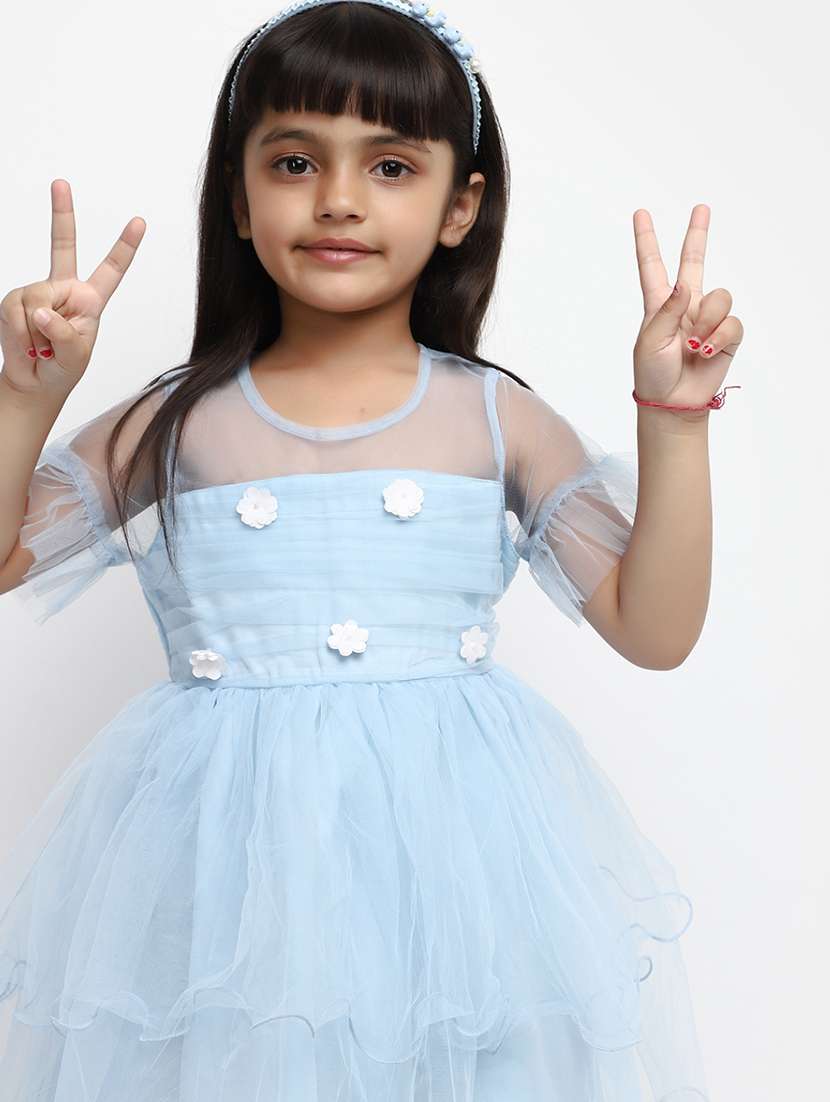 girls light blue embellished frock - 20815480 -  Standard Image - 3