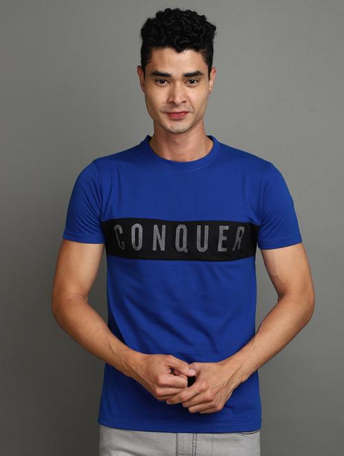 blue cotton chest print tshirt - 20815964 - Standard Image - 0