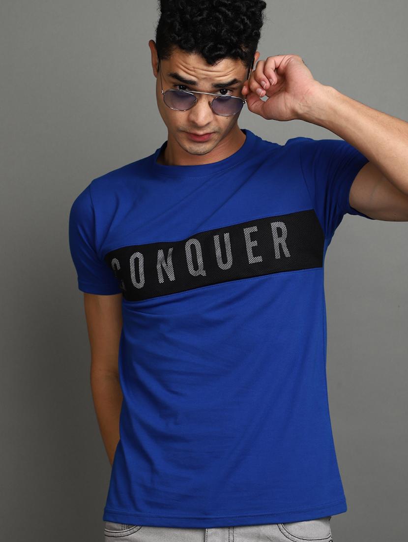 blue cotton chest print tshirt - 20815964 - Standard Image - 3