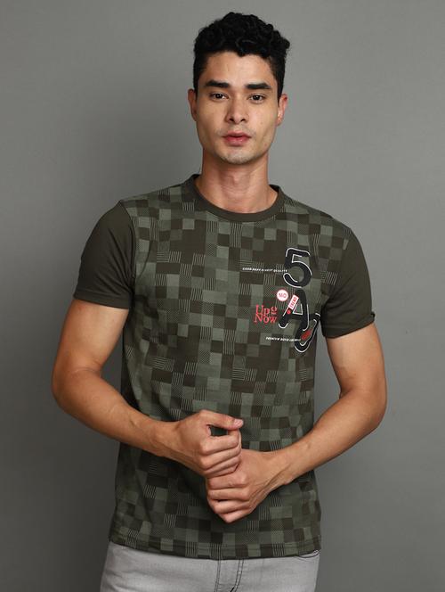 olive cotton front print t-shirt - 20815966 -  Standard Image - 0