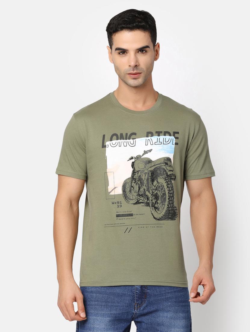 men round neck front print t-shirt - 20816053 - Zoom Image - 0
