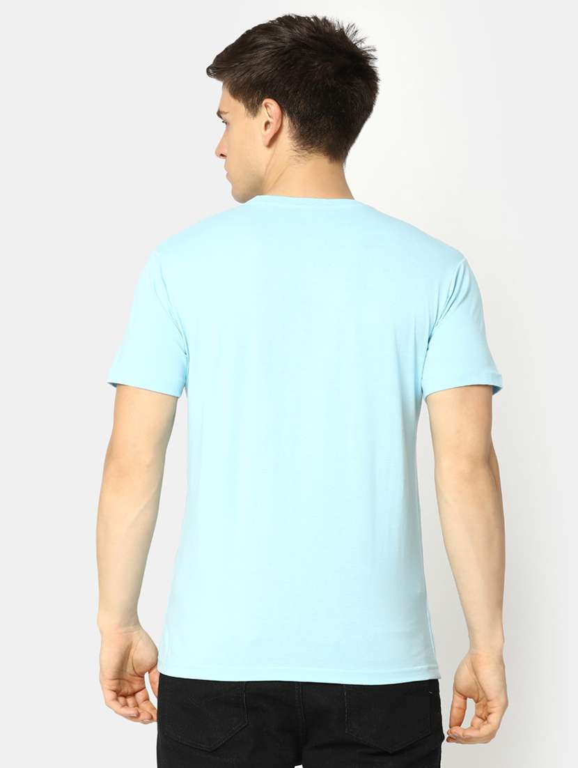 ai aqua blue cotton front print t-shirt - 20816064 -  Standard Image - 3
