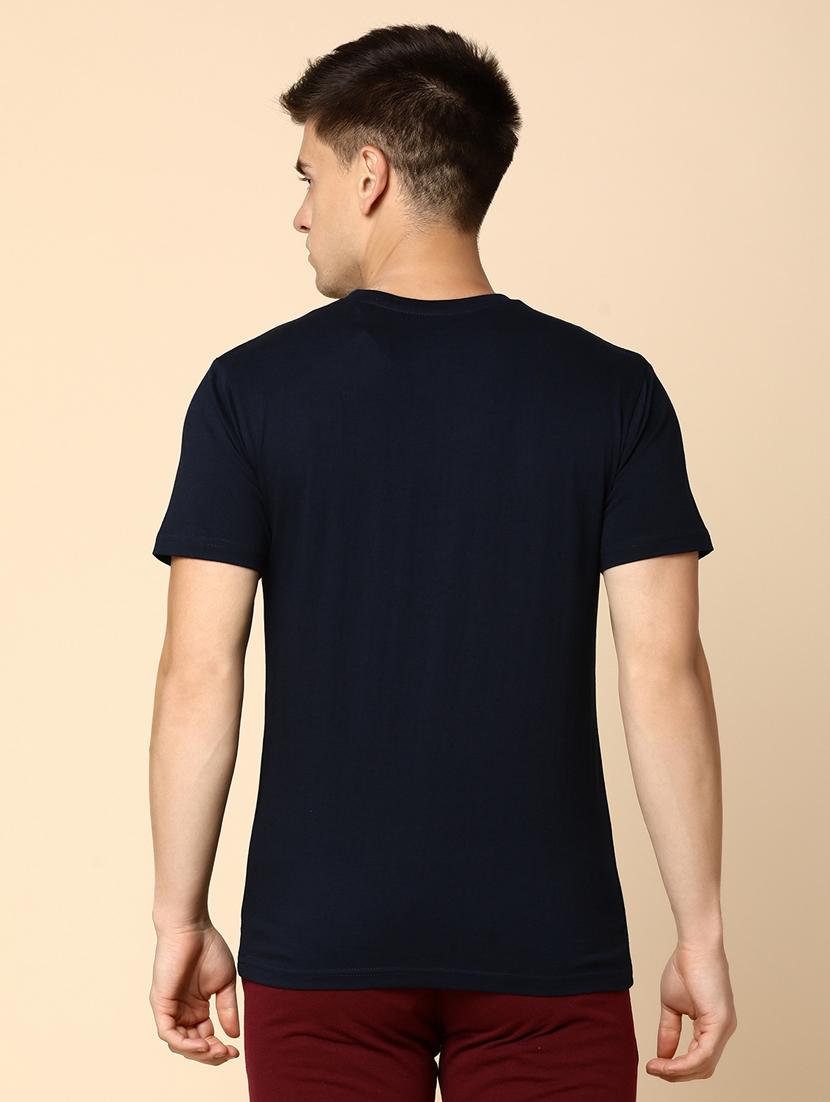 navy blue cotton chest print t-shirt - 20816066 - Standard Image - 3