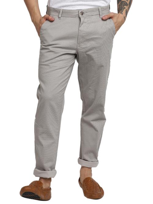 grey cotton checkered casual trouser - 20816159 -  Standard Image - 0